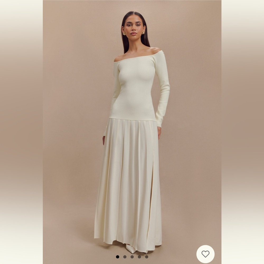 Meshki Ivory Off Shoulder Maxi Dress Presley Knit